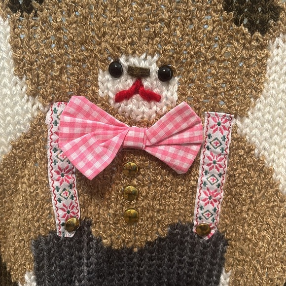 Vintage | Heidi Hand Sewn 3/D Teddy Bear 🧸 sweater Sz M - Picture 8 of 10